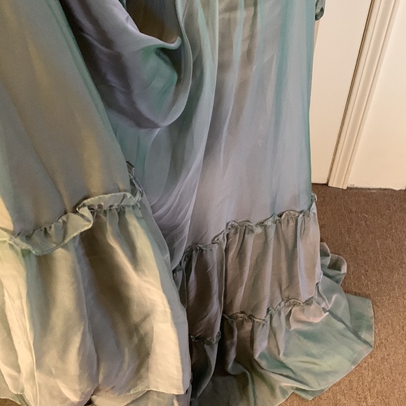 MAC DUGGALFaux Wrap Illusion Bishop Sleeve Tiered Gown